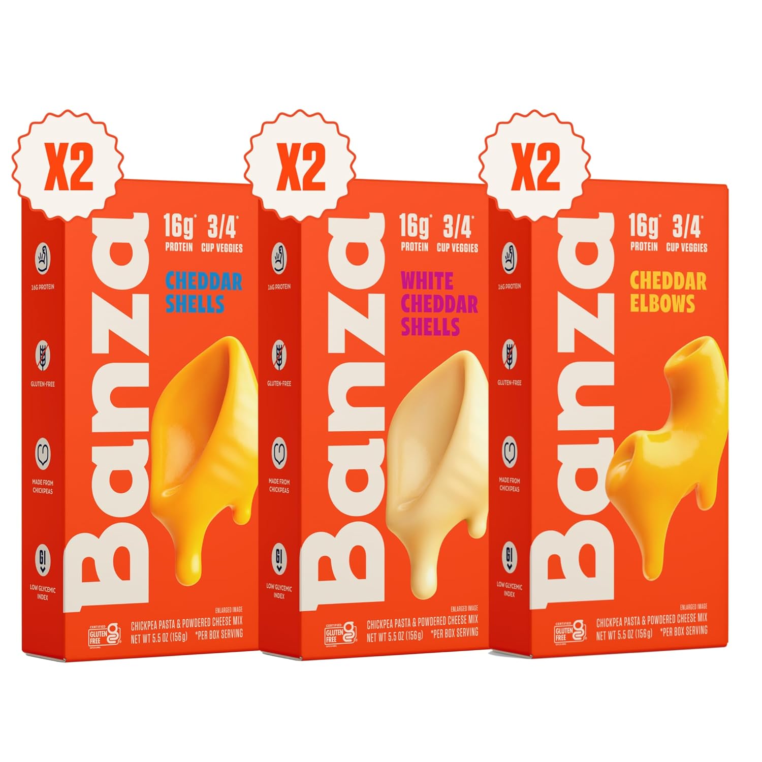Banza Mac and Cheese Variety Pack - High Protein and Gluten Free (Pack of 6)
