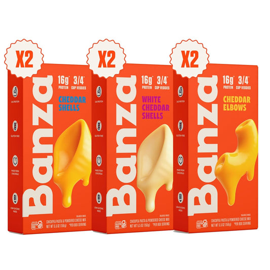 Banza Mac and Cheese Variety Pack - High Protein and Gluten Free (Pack of 6)