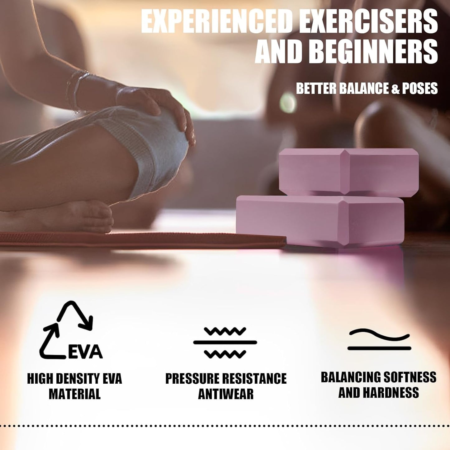 2 Pcs Yoga Blocks for Pilates Stretching and Meditation Exercise