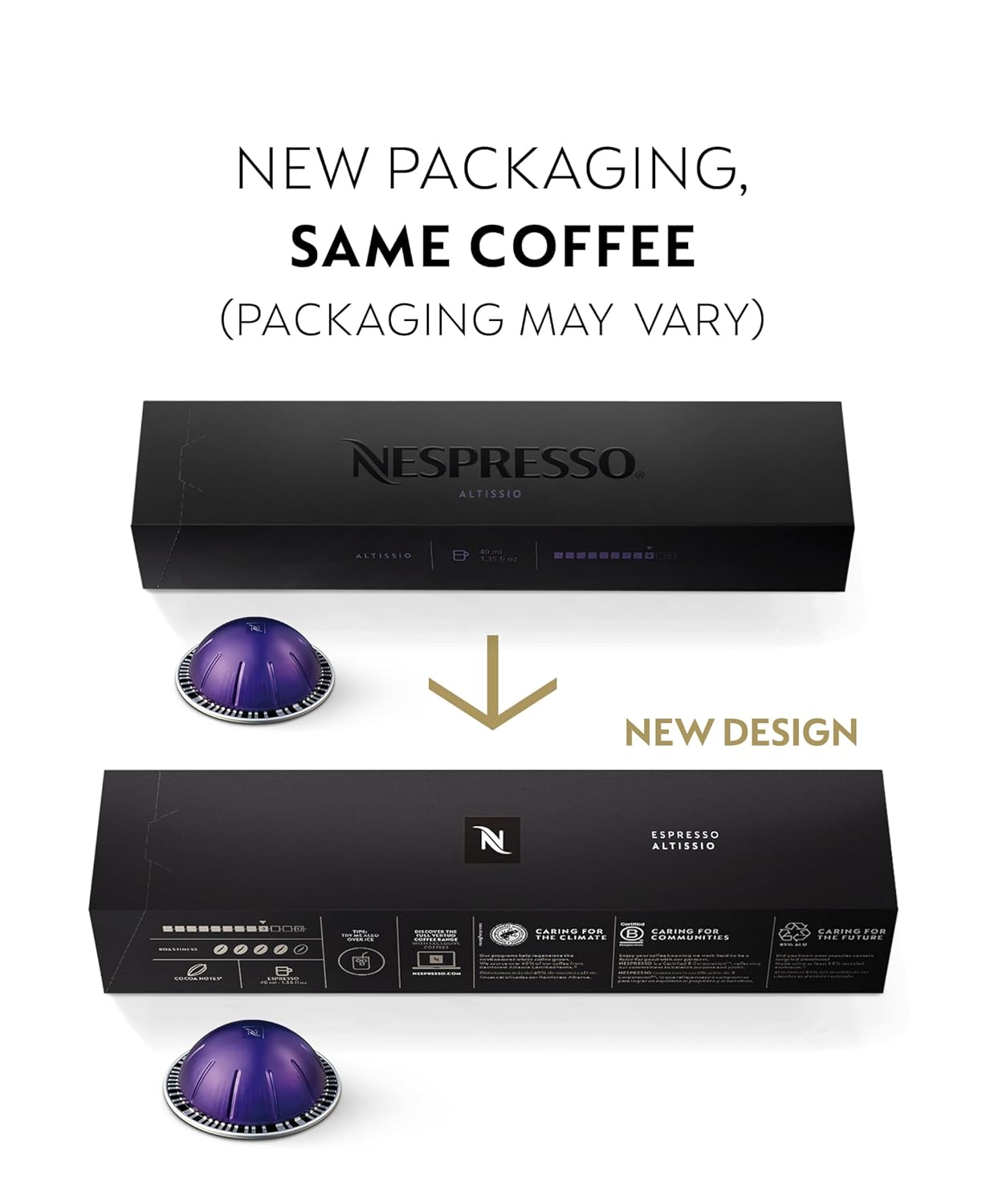 Nespresso Capsules Vertuo, Altissio, Medium Roast Espresso Coffee, Brews 1.35oz.