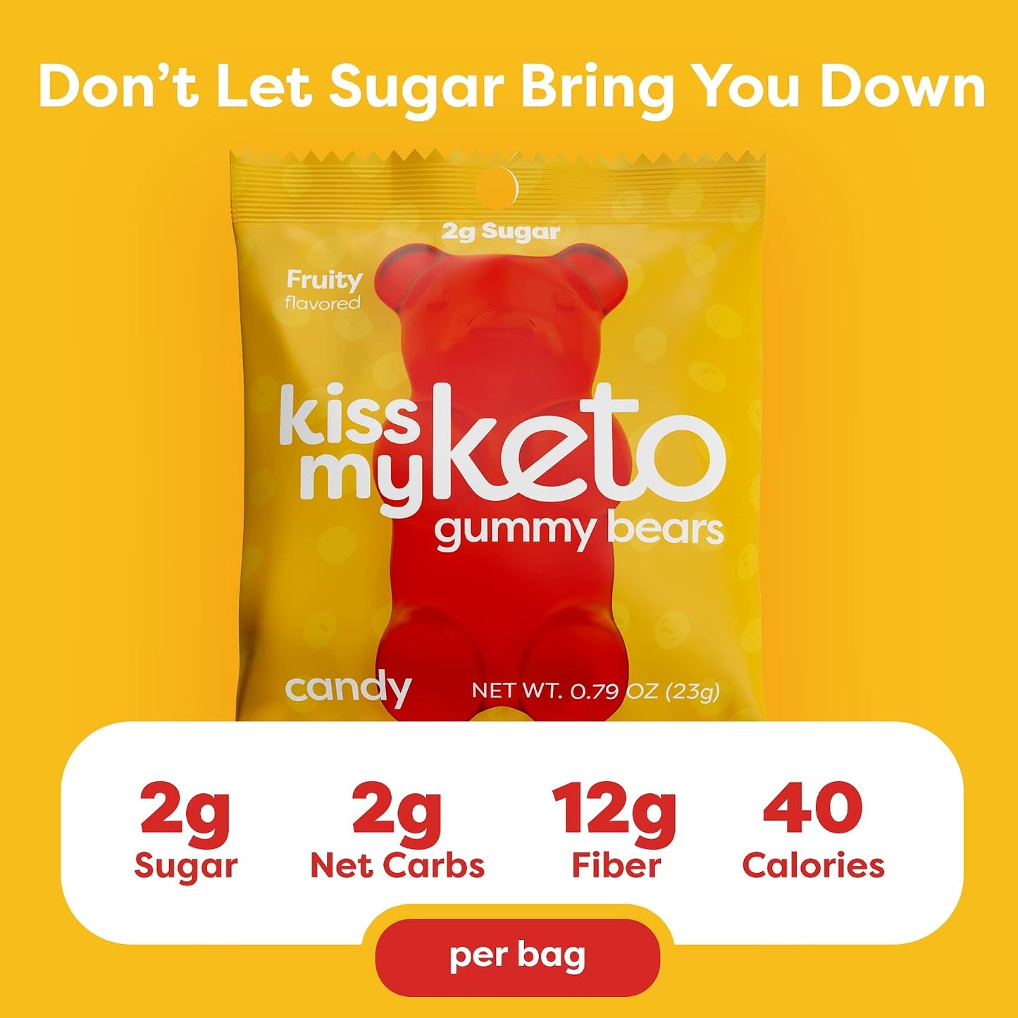 Kiss My Keto Sugar Free Gummy Bears, 12-Pack