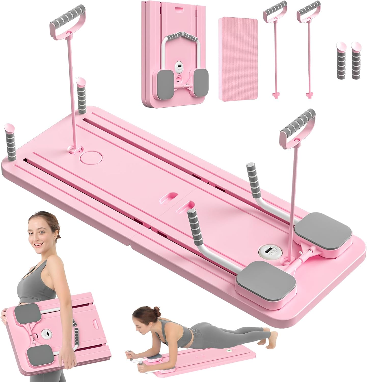 Pilates Board - Pilates Reformer Set, Multi-Purpose Foldable Pilates Reformer Board for Home, 5 in 1 Pilates Sliding Board