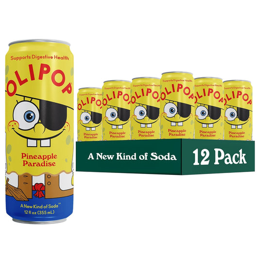OLIPOP Prebiotic Soda Pop, Spongebob Pineapple Paradise (12-Cans)