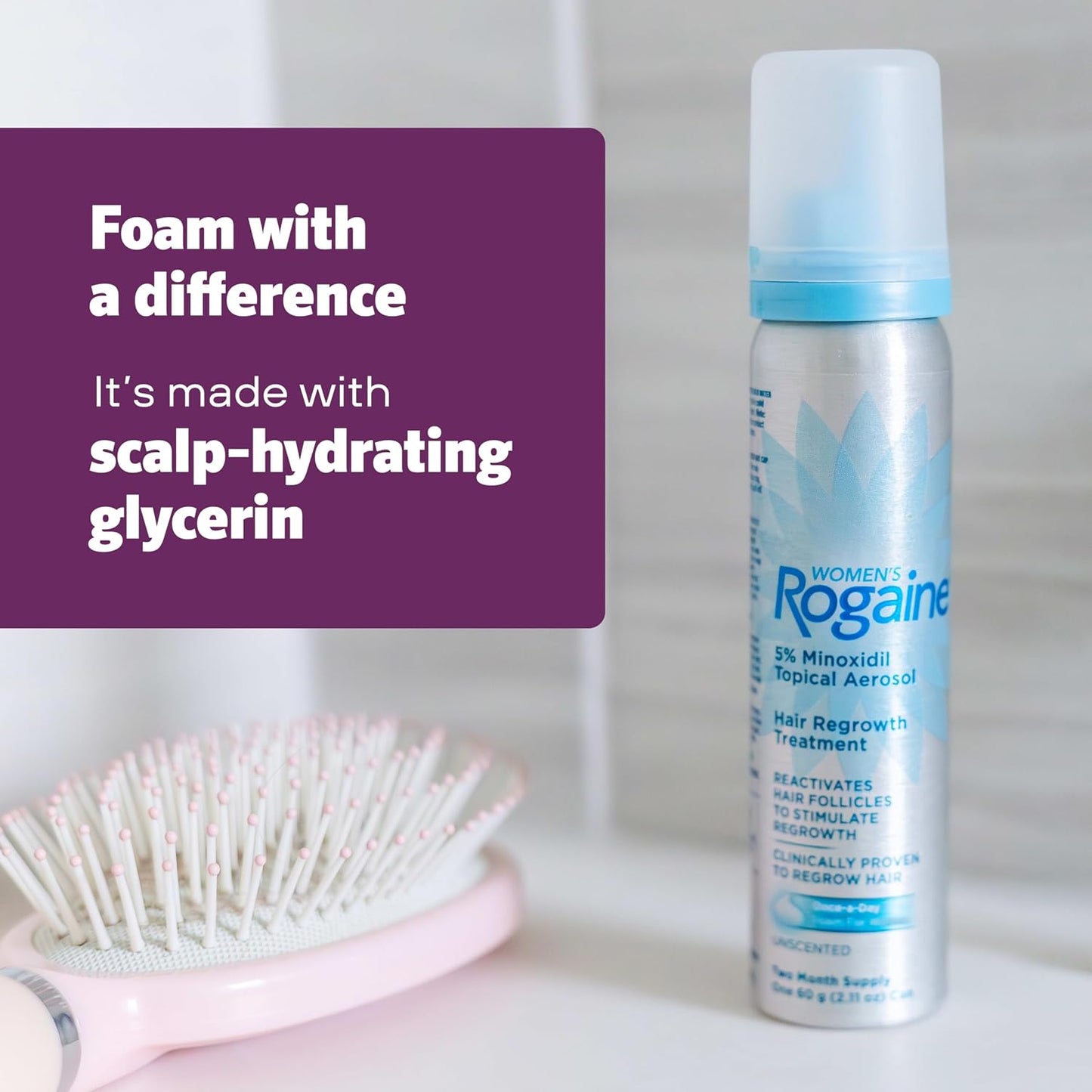 Women's Rogaine Hair Growth Foam, 5% Topical Minoxidil, 4 Mo, 2X 2.11 Oz