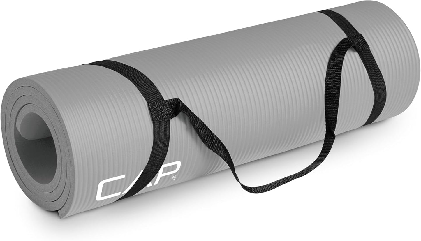 CAP Barbell 1/2-Inch High Density Exercise Yoga Mat with Strap