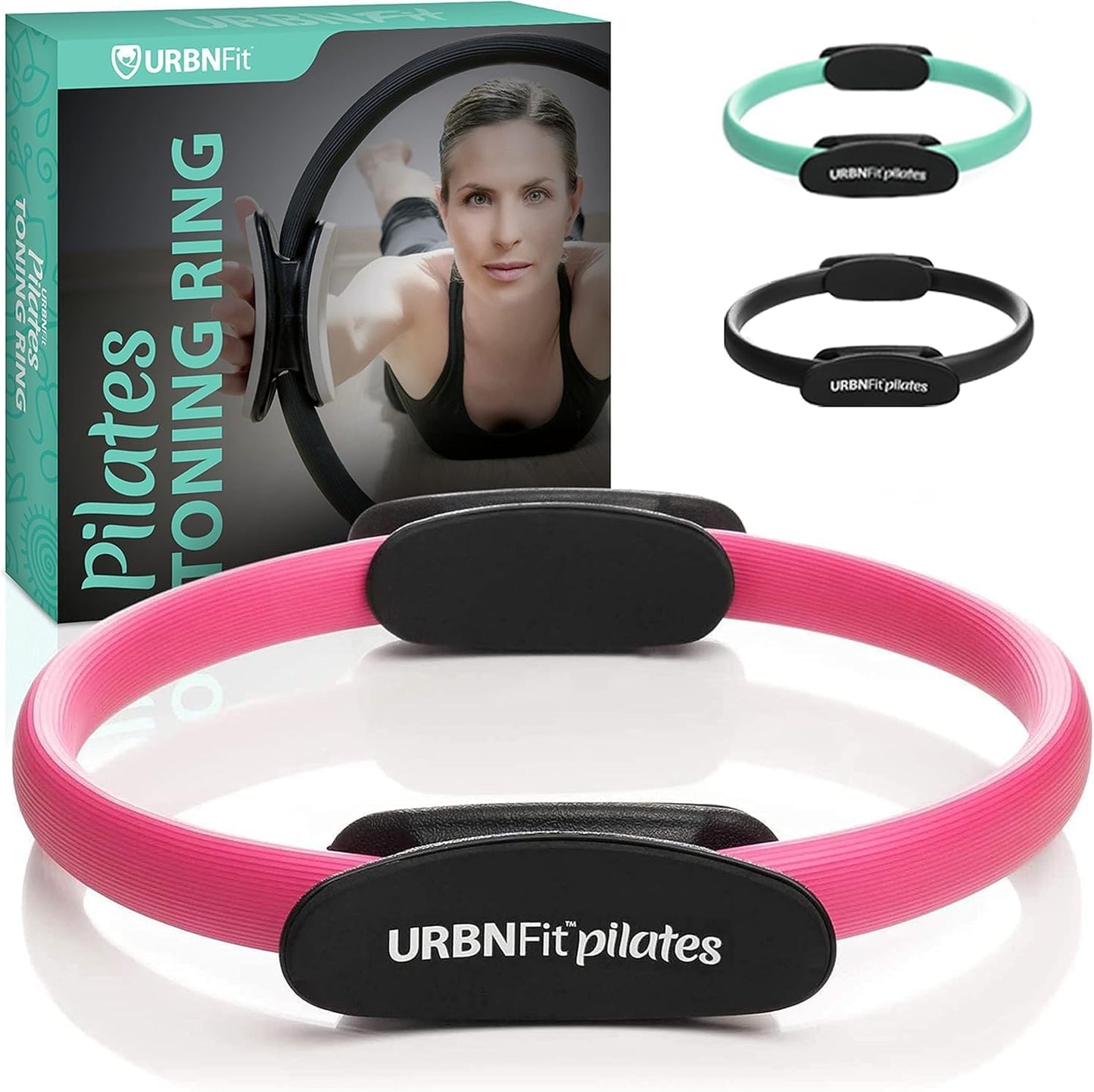 Pilates Ring - 12" Magic Circle W/Dual Grip, Foam Pads for Inner Thigh Workout, Toning, Fitness & Pelvic Floor Exercise - Yoga Rings W/Bonus Exercise Guide