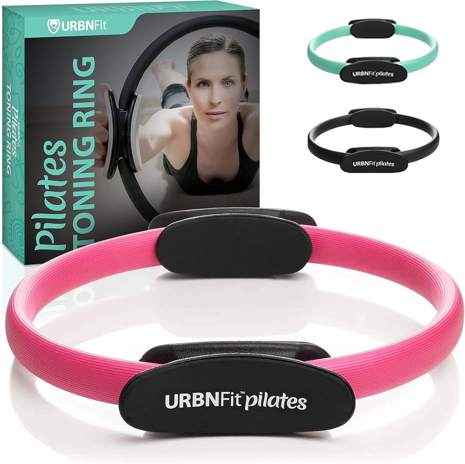 Pilates Ring - 12" Magic Circle W/Dual Grip, Foam Pads for Inner Thigh Workout, Toning, Fitness & Pelvic Floor Exercise - Yoga Rings W/Bonus Exercise Guide