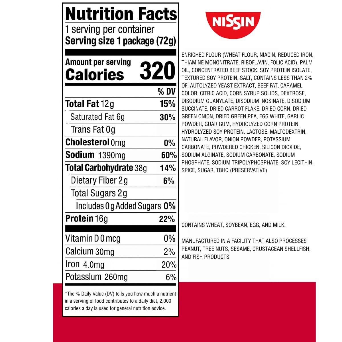 Nissin Cup Noodles Protein Ramen, Beef Flavor with Bone Broth, 16G Protein (Pack of 6)