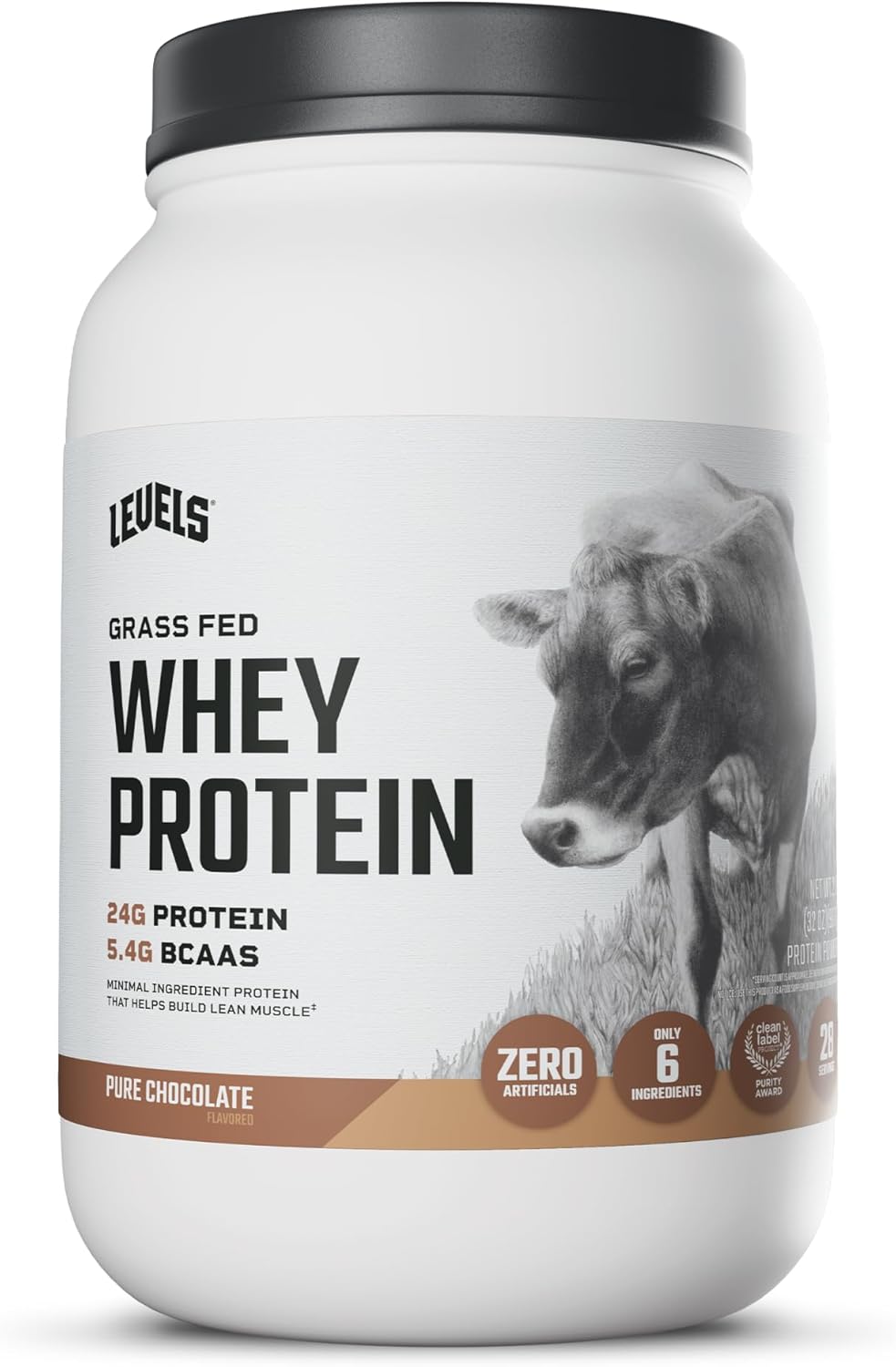 Levels Grass Fed Whey Protein Powder, No Artificials, 24G of Protein, 2LB