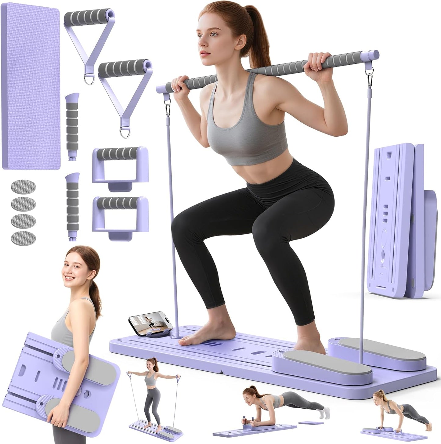Multifunctional Pilates Board, Sets 7-In-1 Pilates Reformer Machine