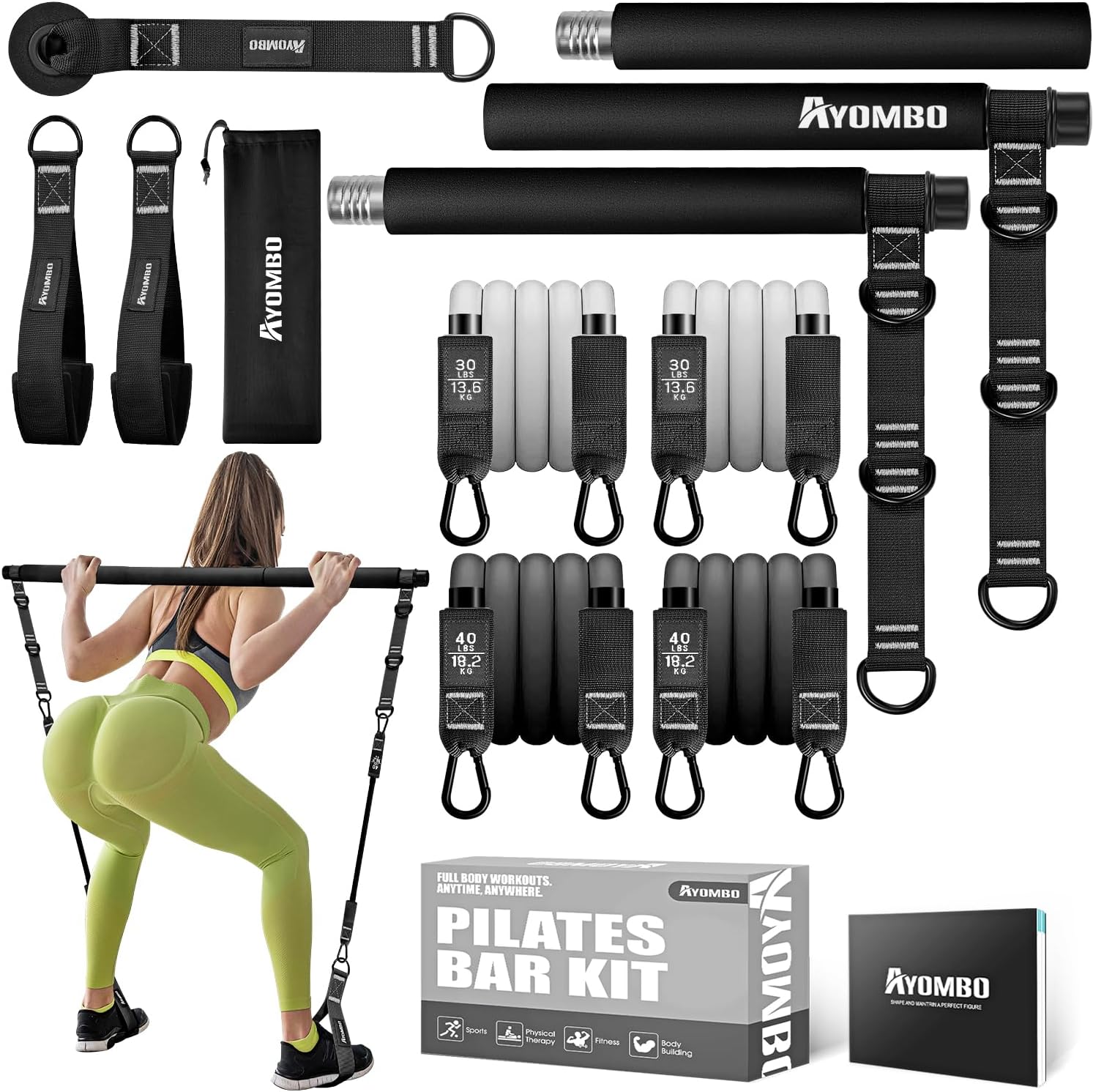 Ayombo Pilates Bar Kit with Resistance Bands