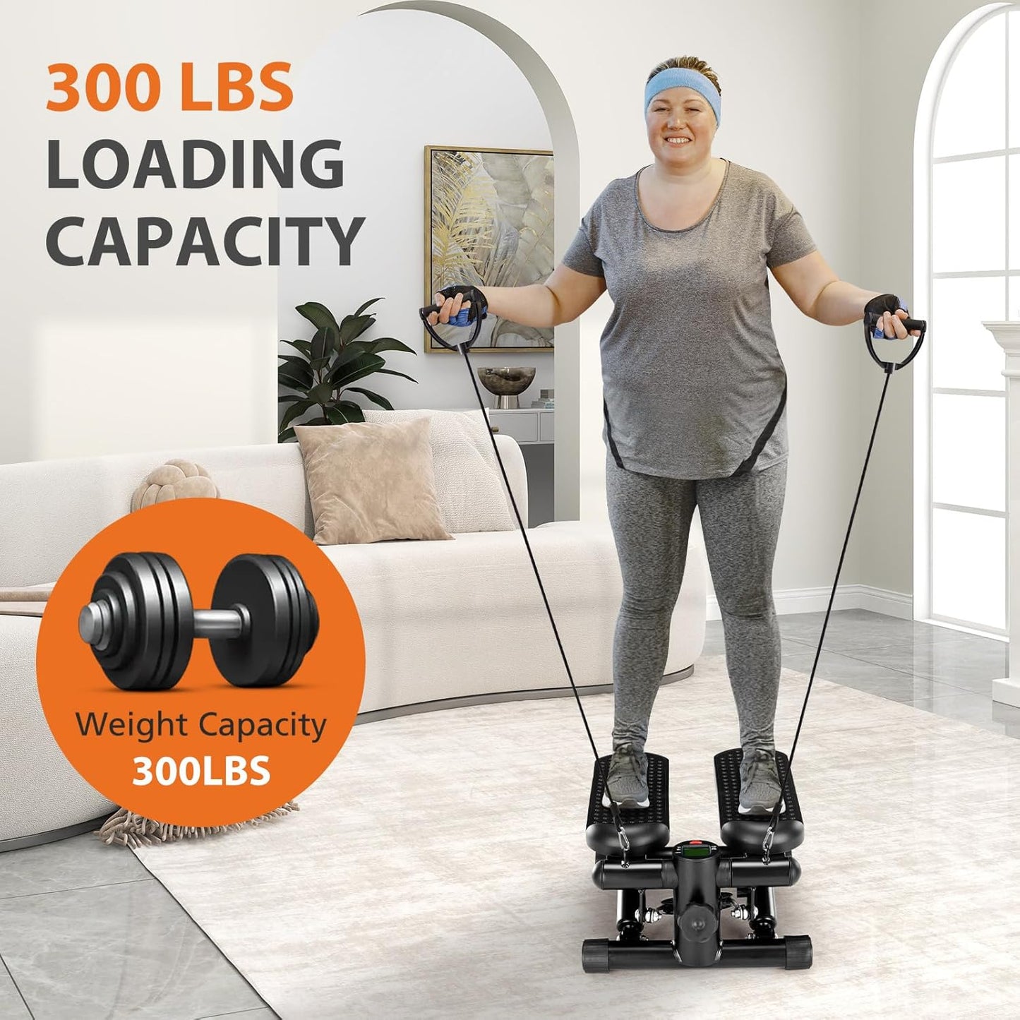 Sweetcrispy Mini Stair Steppers with Resistance Bands for Exercise at Home