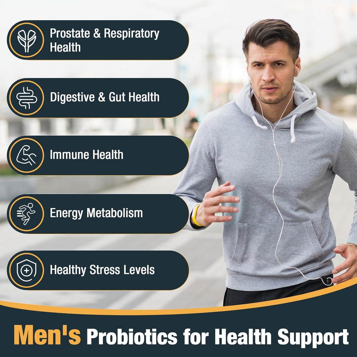 Probiotics for Men, 500 Billion Cfus & 12 Strains, Mens Probiotic, 60 Cap