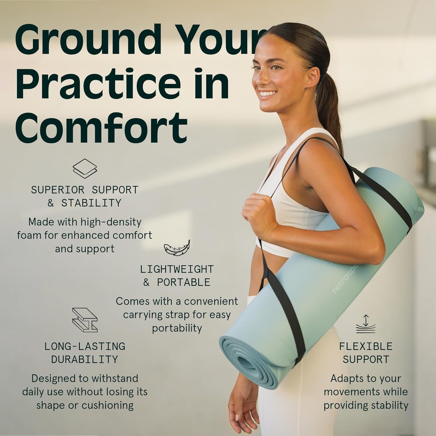 Solana Yoga Mat 1" Thick Non-Slip Workout Mat