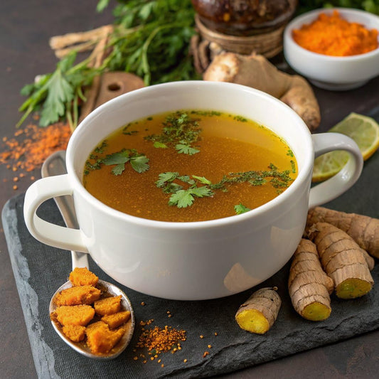 Swanson Sipping Chicken Bone Broth with Ginger and Turmeric