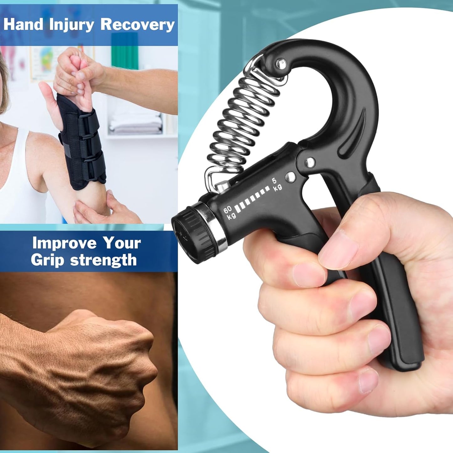 Grip Strength Trainer with Adjustable Resistance 11-132 Lbs (5-60Kg)