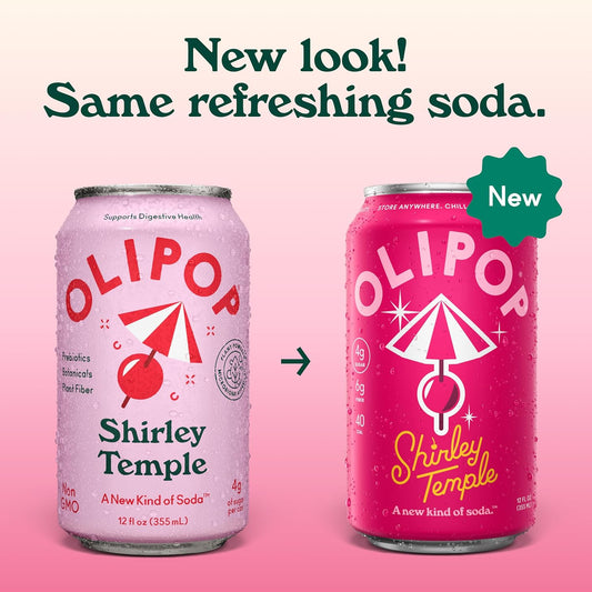 OLIPOP Prebiotic Soda Pop, Shirley Temple (12-Cans)