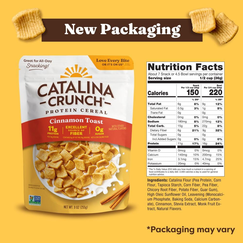 Catalina Crunch Protein Cereal - Cinnamon Toast - 9 oz. Bag (Pack of 1)