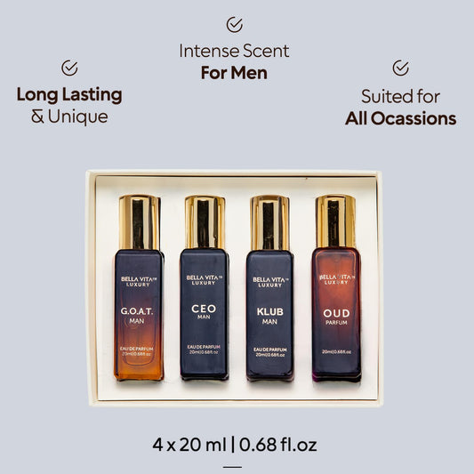 Bellavita Luxury Mens Gift Set & G.O.A.T. Man Perfume Combo | Perfume for Men with Bergamot, Lavender & Patchouli Oriental