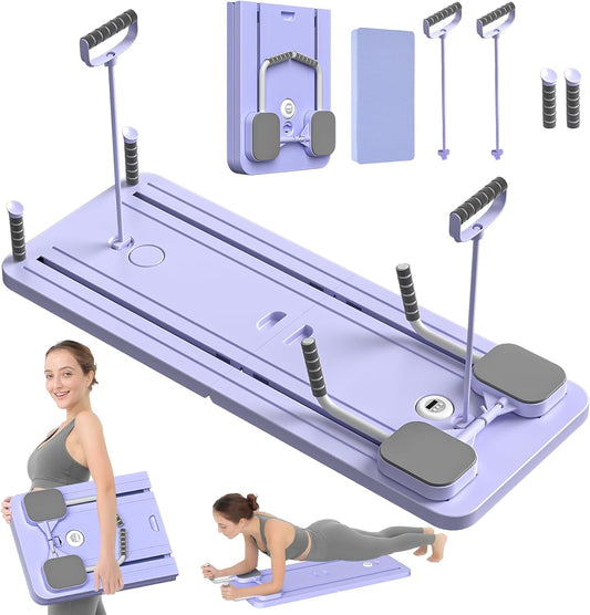 Pilates Board - Pilates Reformer Set, Multi-Purpose Foldable Pilates Reformer Board for Home, 5 in 1 Pilates Sliding Board