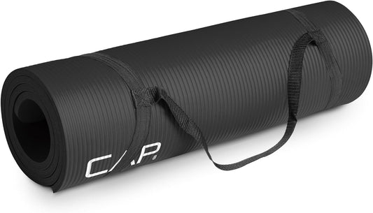 CAP Barbell 1/2-Inch High Density Exercise Yoga Mat with Strap
