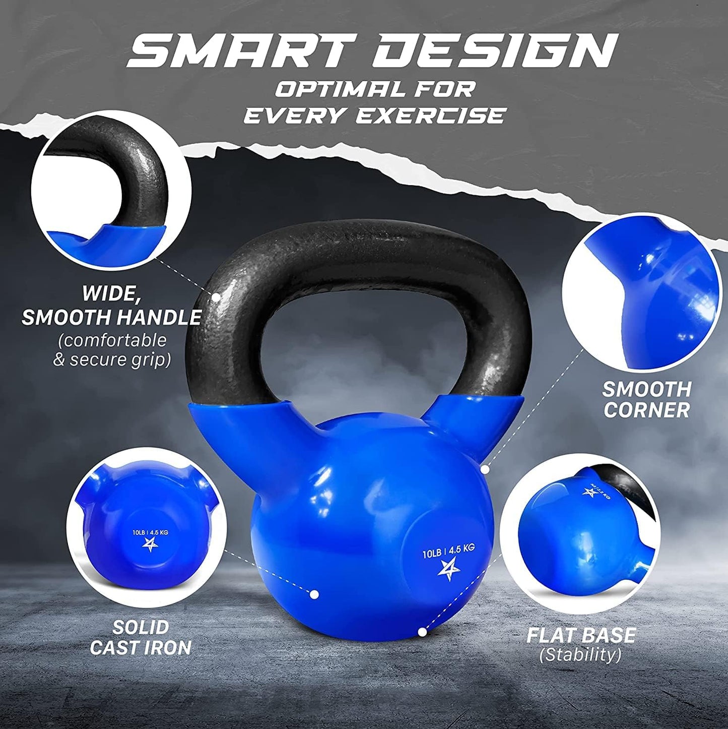 10 Pound Vinyl Coated Cast Iron Kettlebell