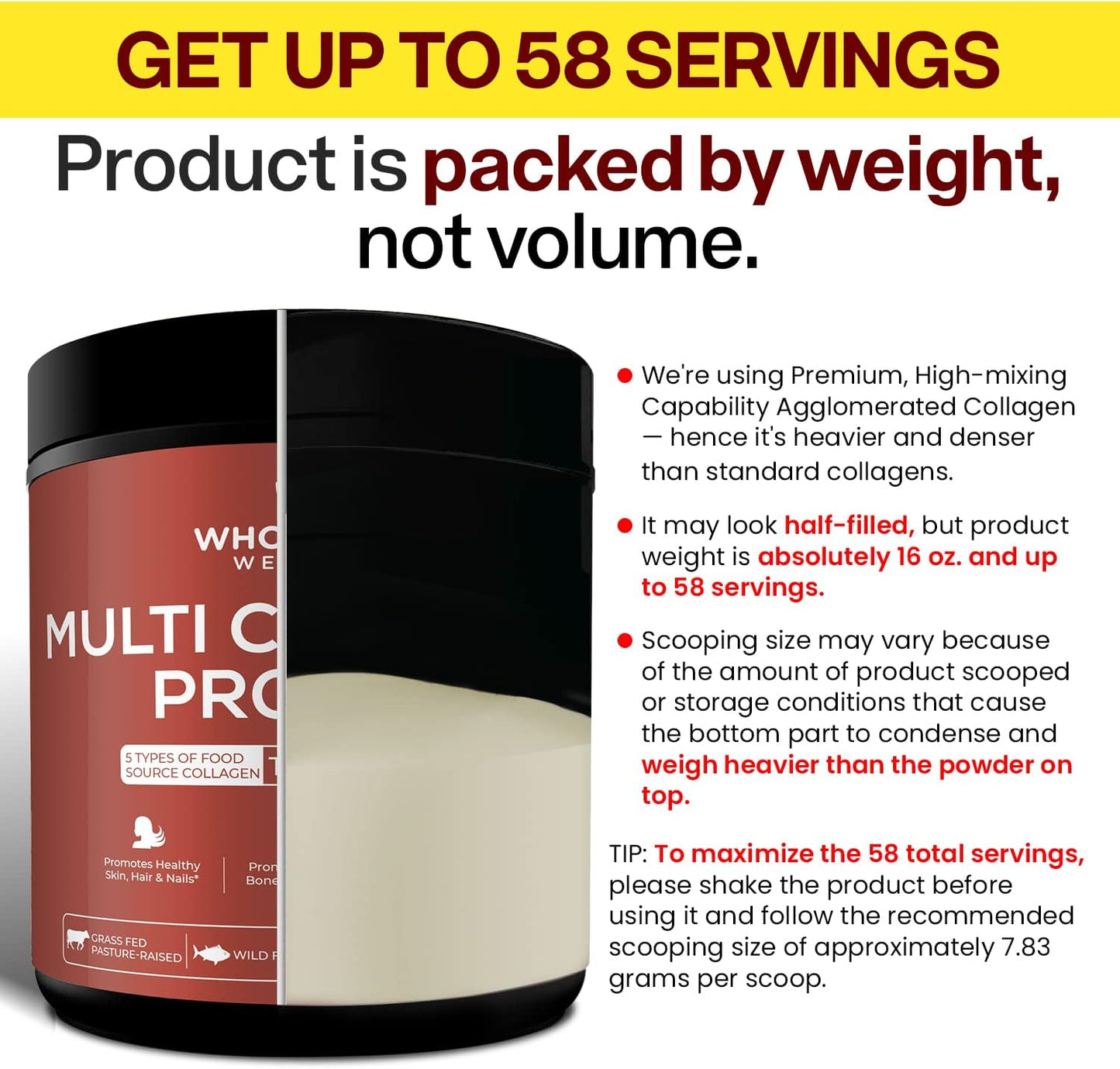 Wholesome Wellness Premium Multi Collagen Peptides Protein Powder