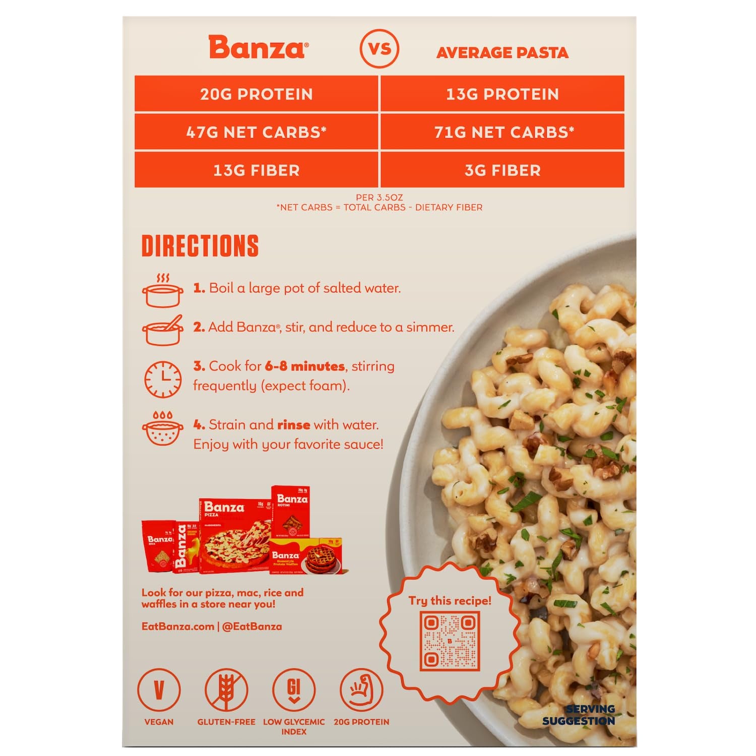 Banza Cavatappi Pasta from Chickpeas - Gluten Free, High Protein, and Lower Carb