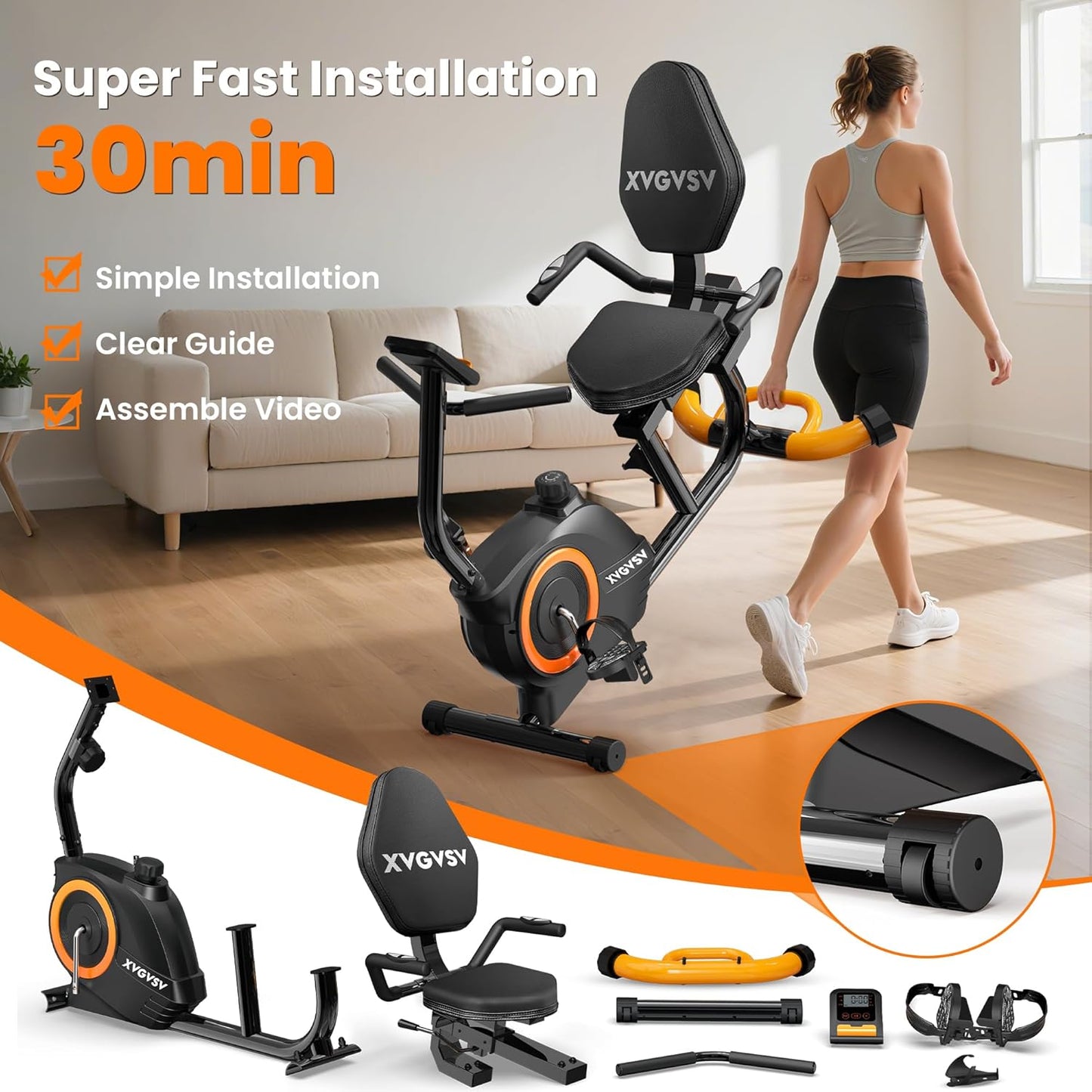 XVGVSV Recumbent Exercise Bike for Home Use