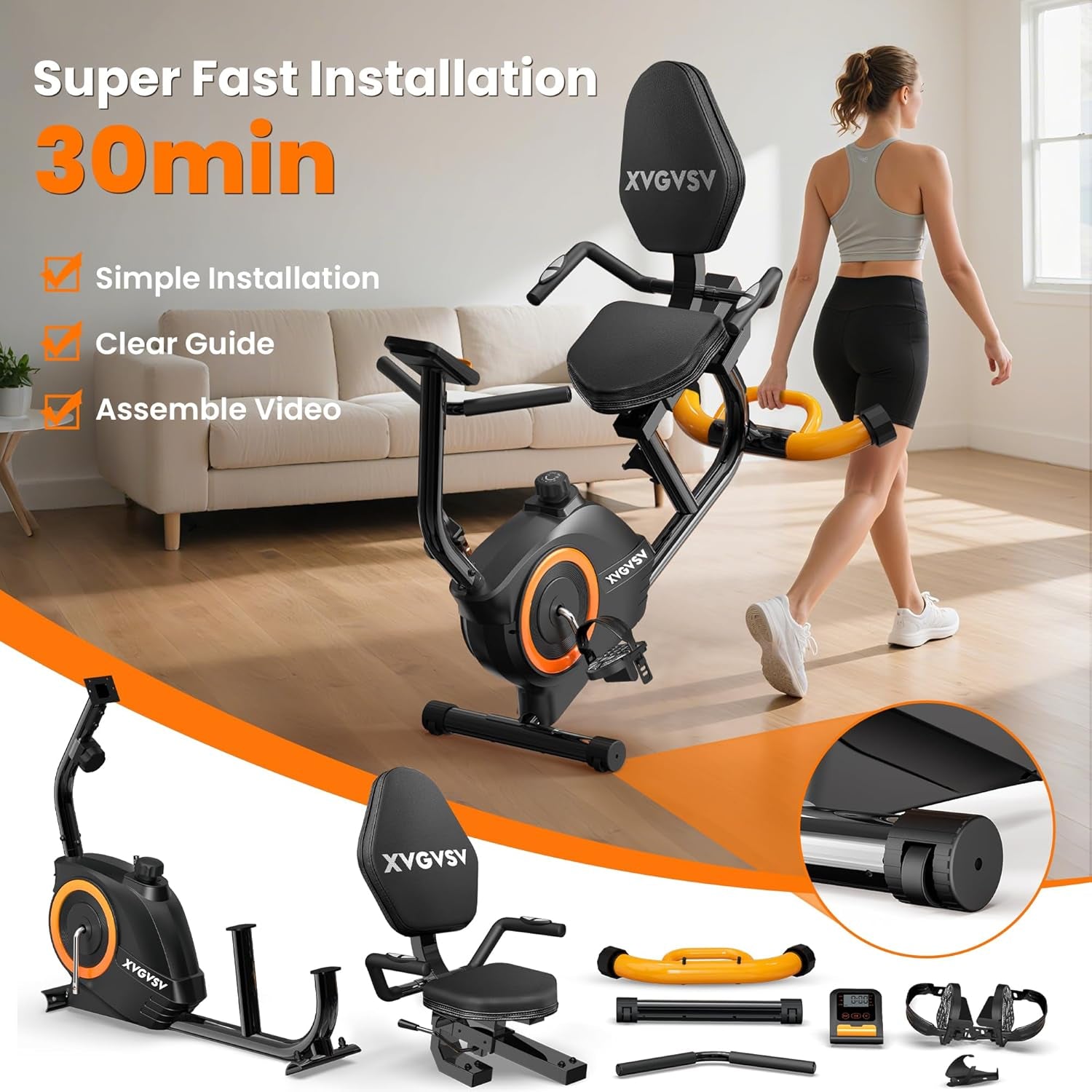 XVGVSV Recumbent Exercise Bike for Home Use