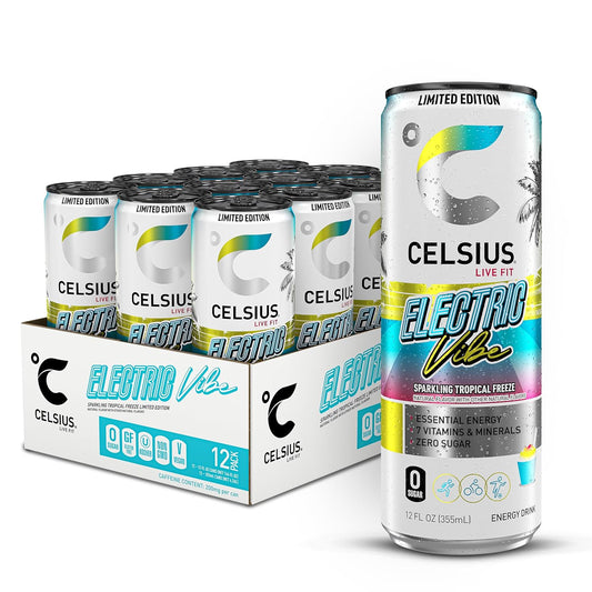 CELSIUS Sparkling Electric Vibe Energy Drink 12 Fl oz (Pack of 12)