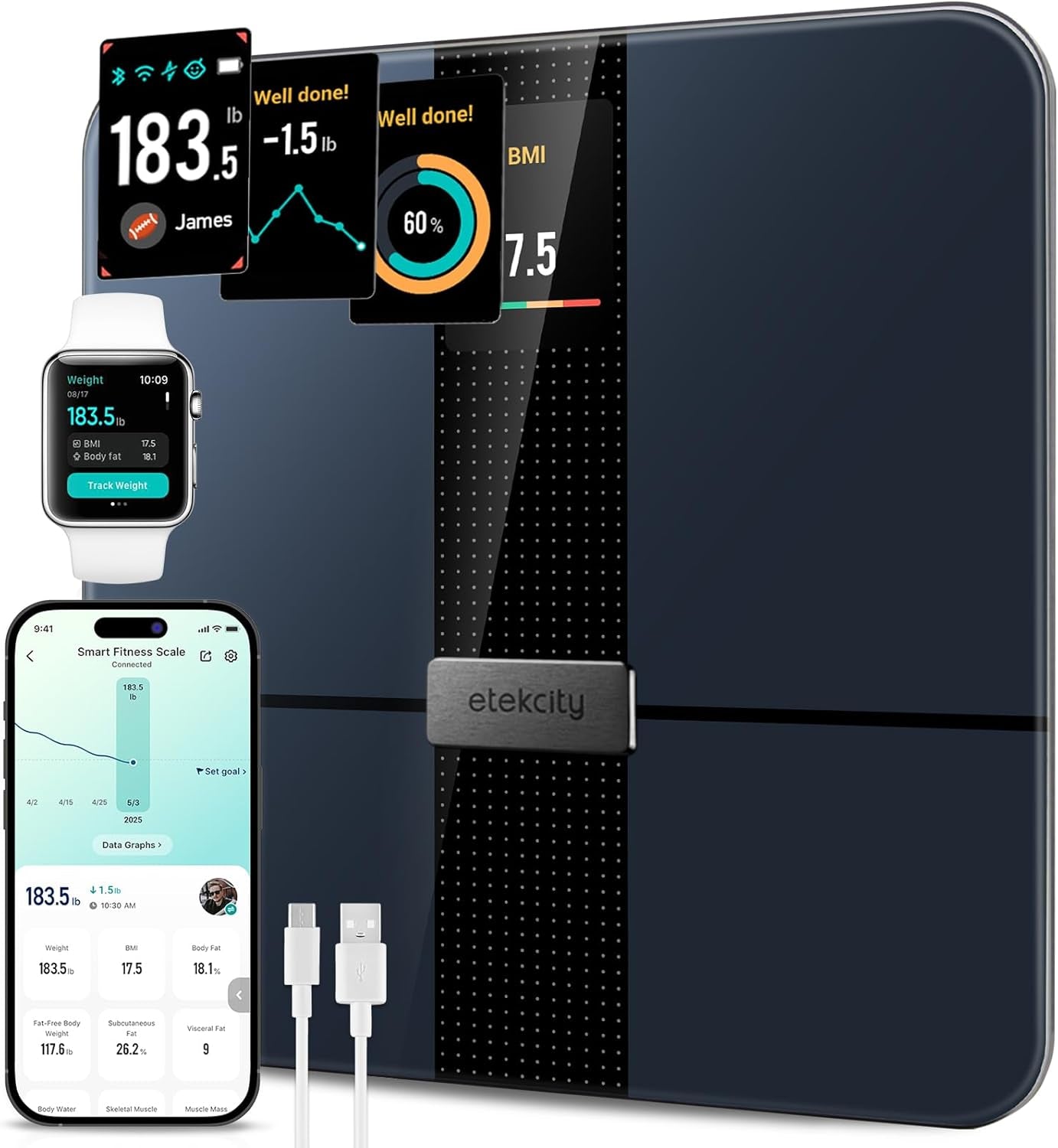 Etekcity FSA&HSA Eligible Smart Scale for Body Weight Fat