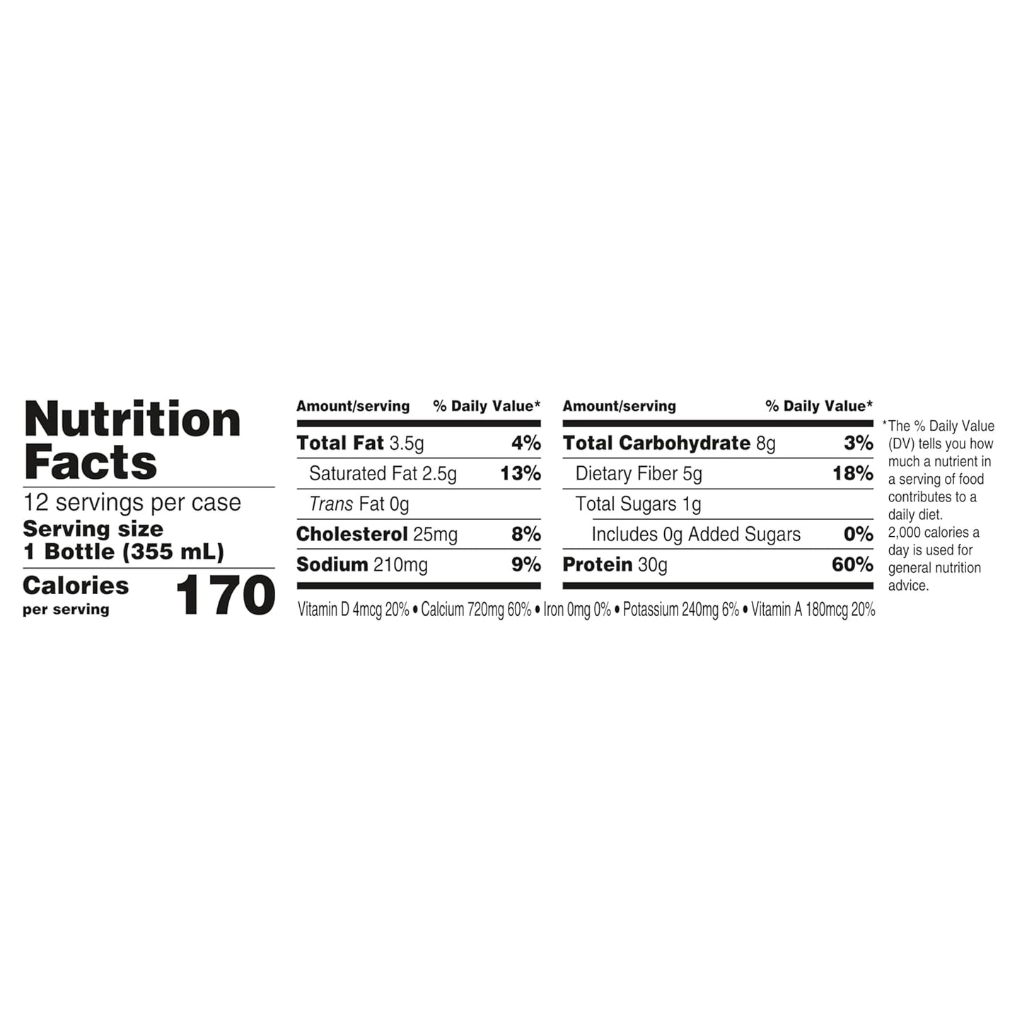 Oikos Protein Shake, Vanilla, 30G High Protein Drinks, 12 Fl oz Bottle, 12 Count​