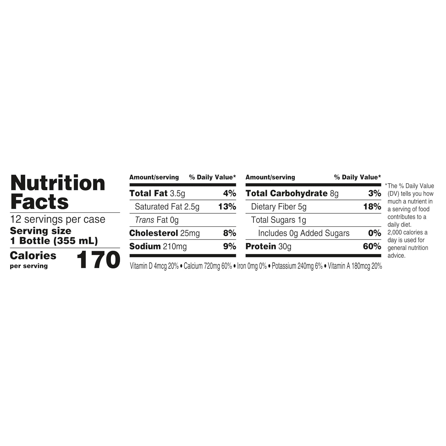Oikos Protein Shake, Vanilla, 30G High Protein Drinks, 12 Fl oz Bottle, 12 Count​