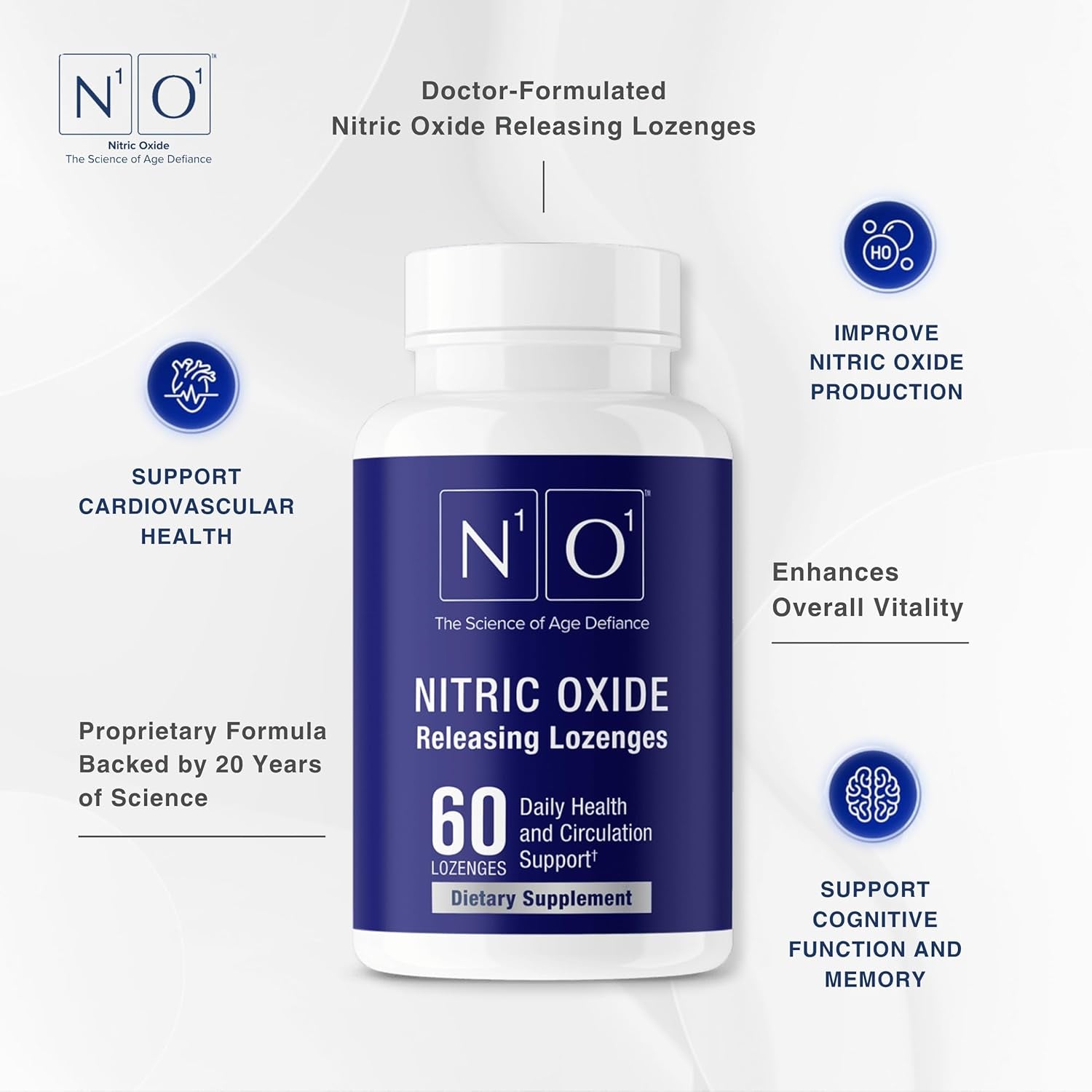 N1O1 Nitric Oxide Lozenges - 60 Count - Nitric Oxide Supplement