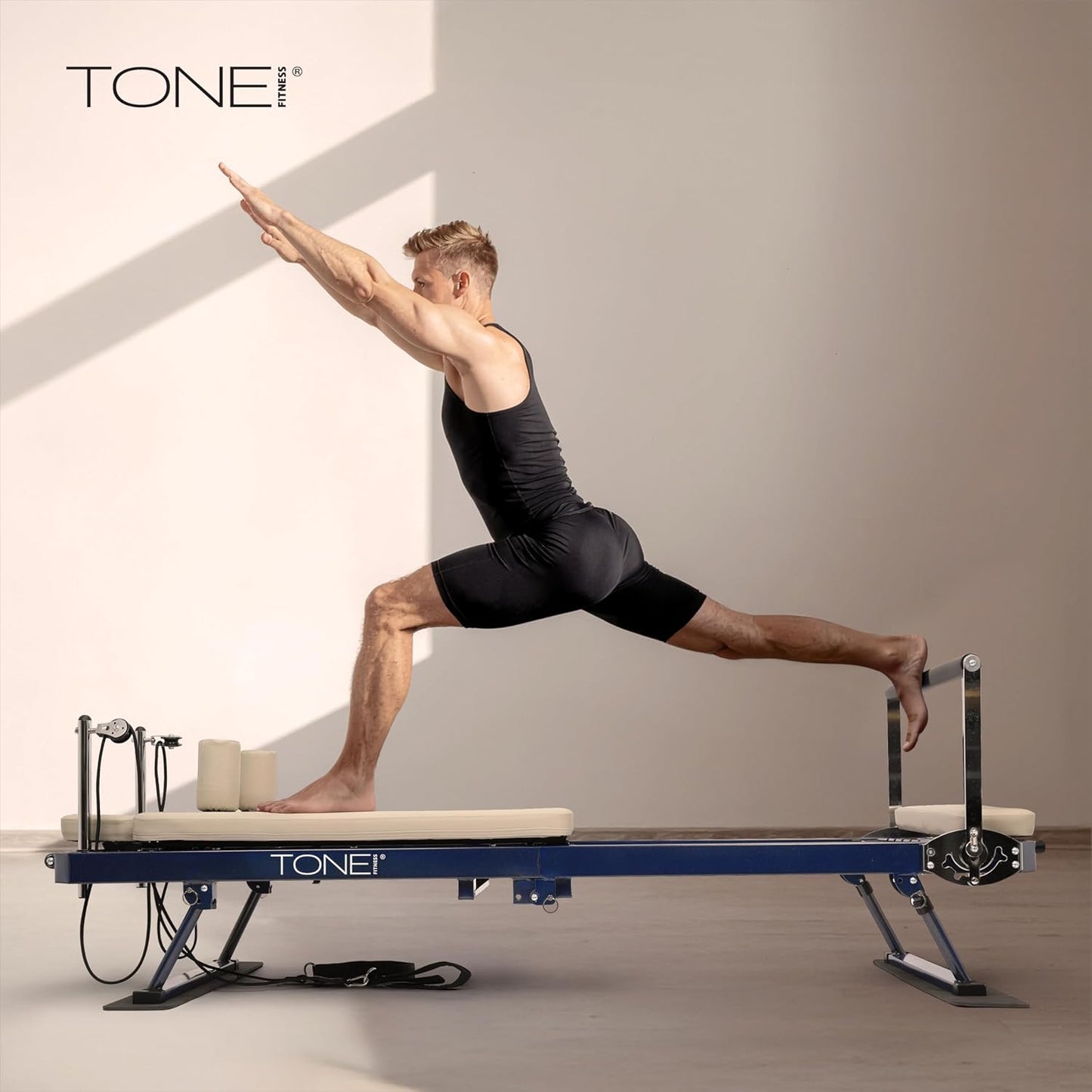 Tone Fitness Foldable Pilates Reformer – Portable Pilates Machine with Adjustable Resistance Bands