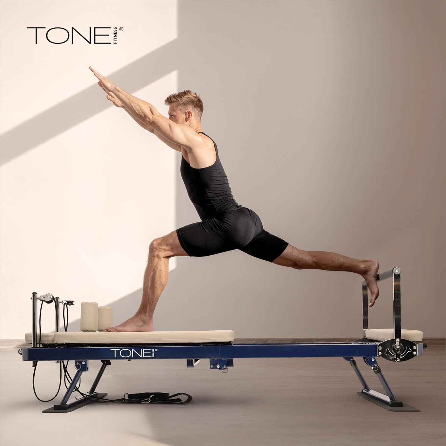 Tone Fitness Foldable Pilates Reformer – Portable Pilates Machine with Adjustable Resistance Bands