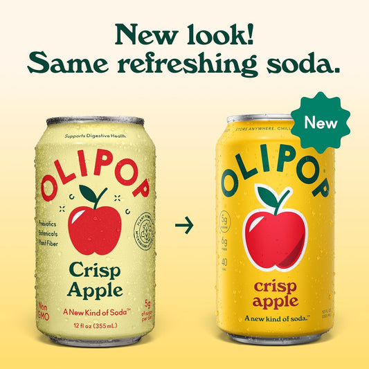 OLIPOP Prebiotic Soda Pop, Crisp Apple (12-Cans)
