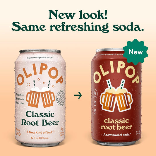OLIPOP Prebiotic Soda Pop, Classic Root Beer (12-Cans)