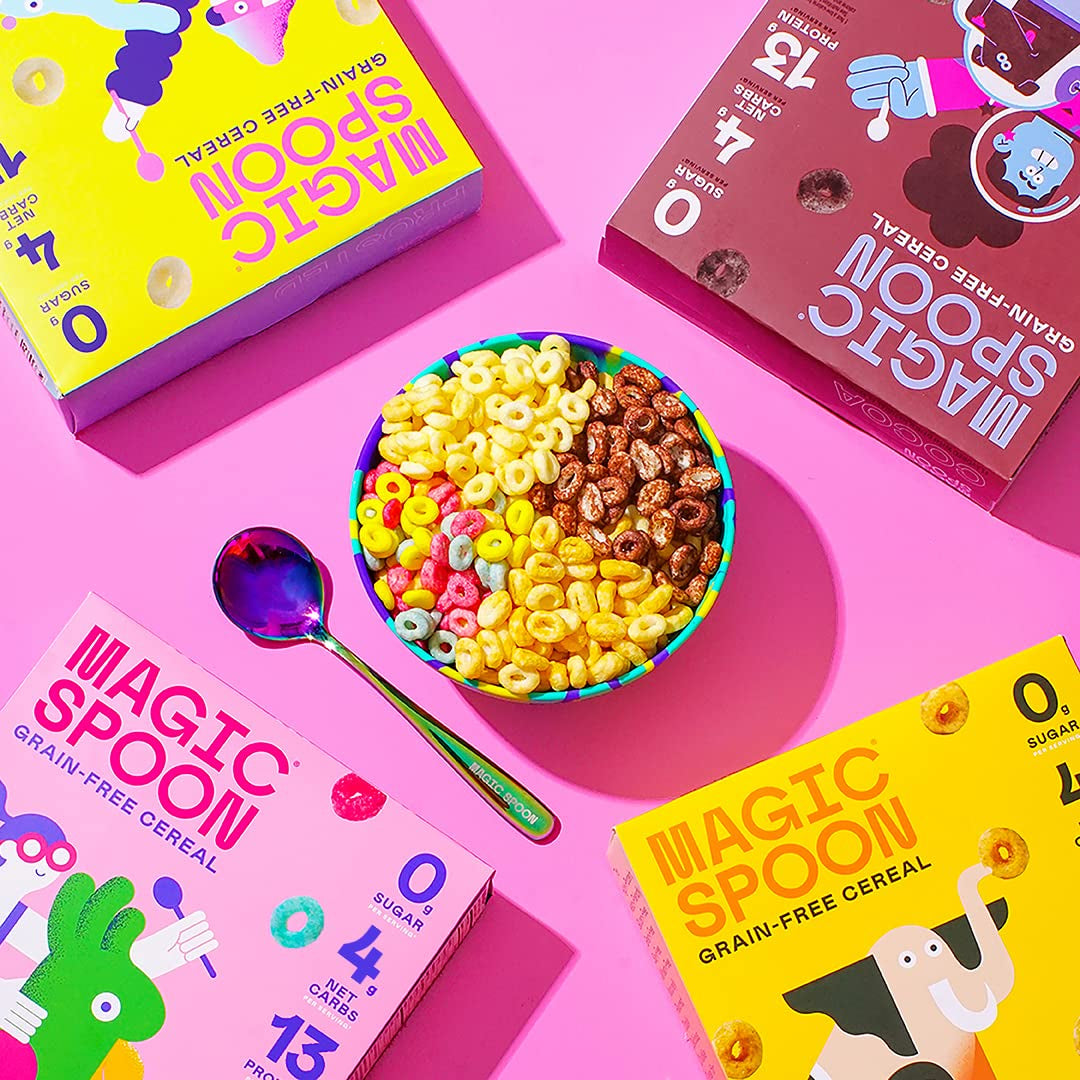 Magic Spoon Cereal - High Protein Cereals - 4 Pack Variety: Fruity, Cocoa, Classic Marshmallow, Peanut Butter
