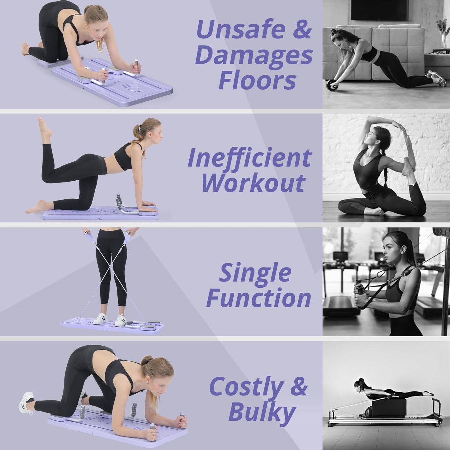 JANUA Pilates Board - Multi-Purpose Foldable Pilates Reformer Board for Home
