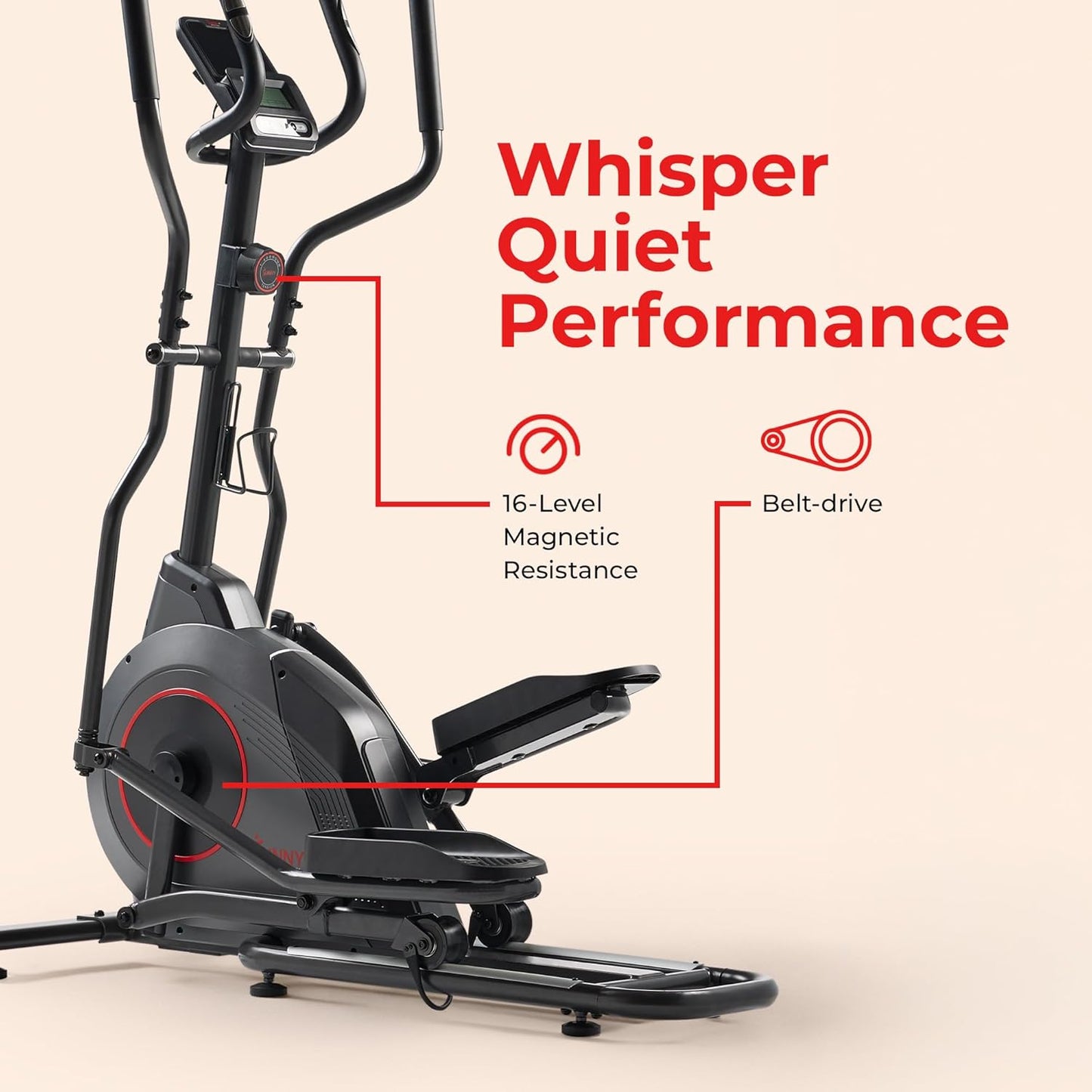 Smart Upright Elliptical W/Pulse Sensor Built-In, Indoor Full-Body Cross-Training & Cardio Exercise Machine for Home, Free Sunnyfit App Connection