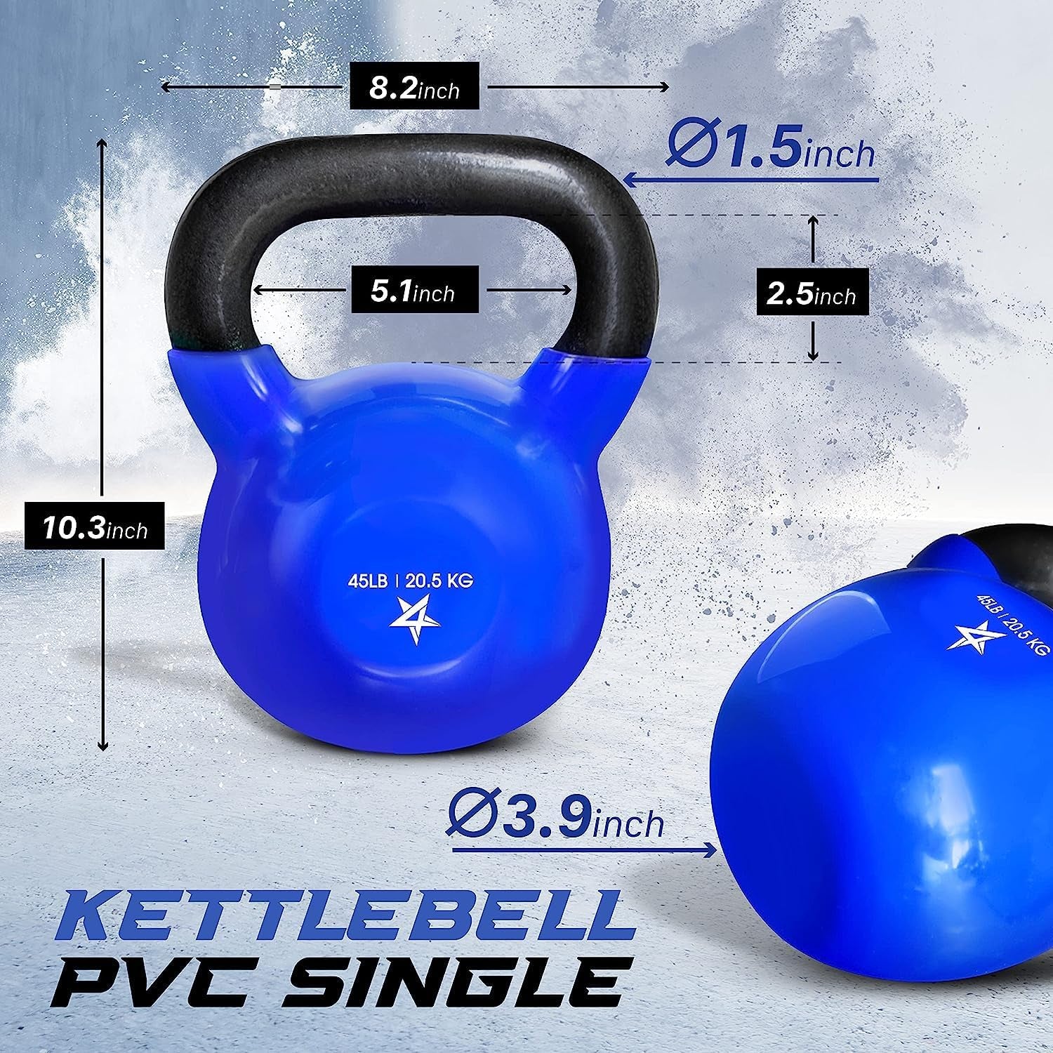 45 Pound Vinyl Coated Cast Iron Kettlebell