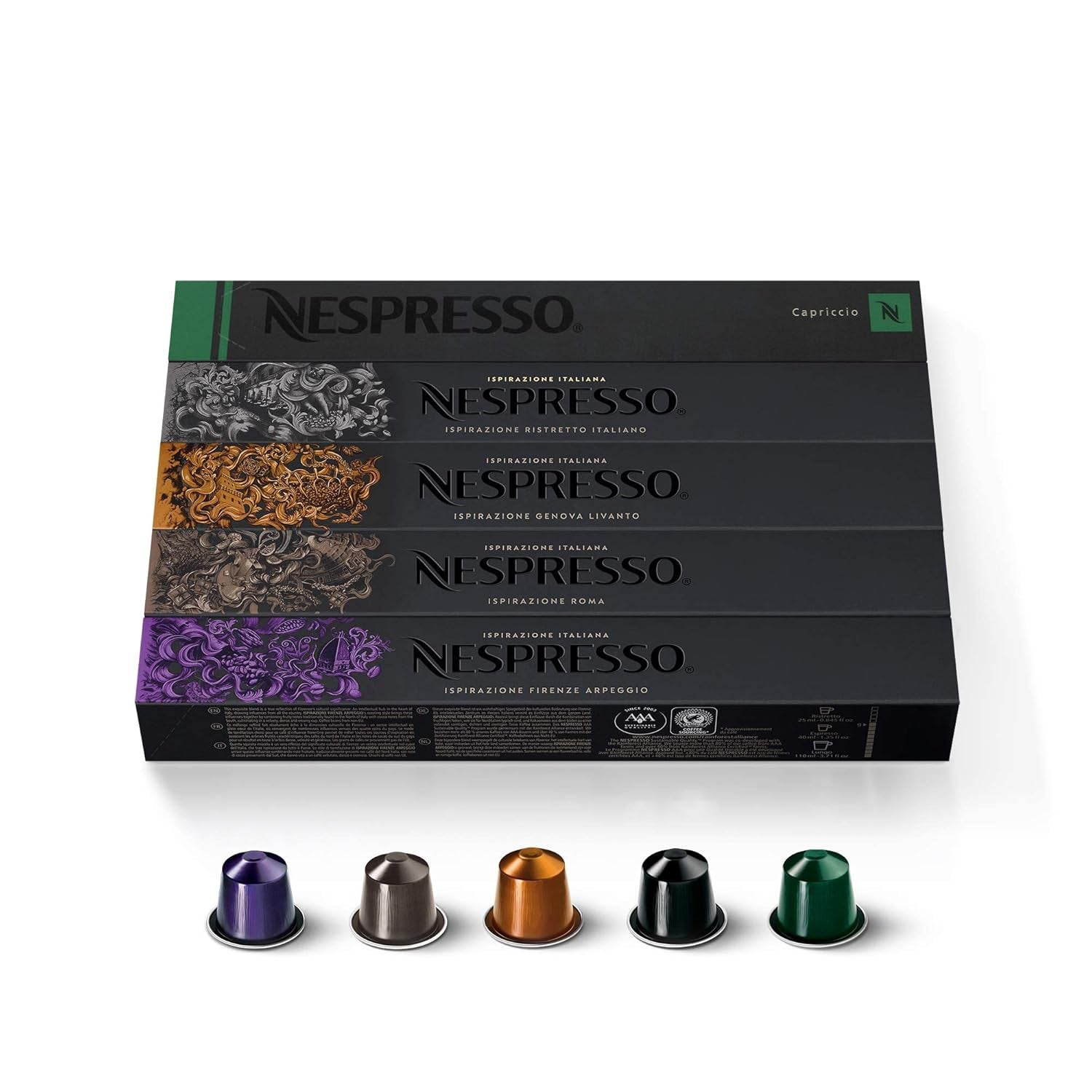 Nespresso Capsules Original Line, Ispirazione Favorites Variety Pack, Medium & Dark Roast Espresso Coffee