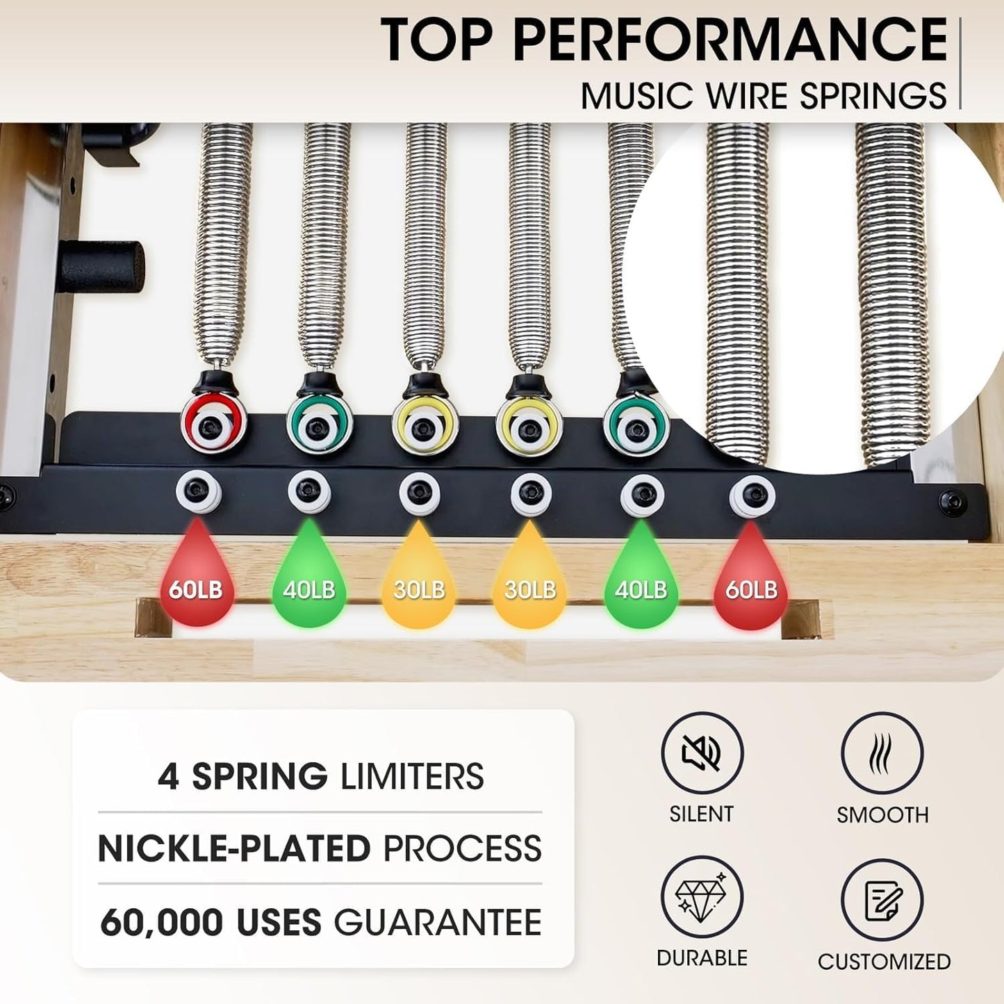 Pilates Reformer, 92" Wooden Pilates Reformer Machine