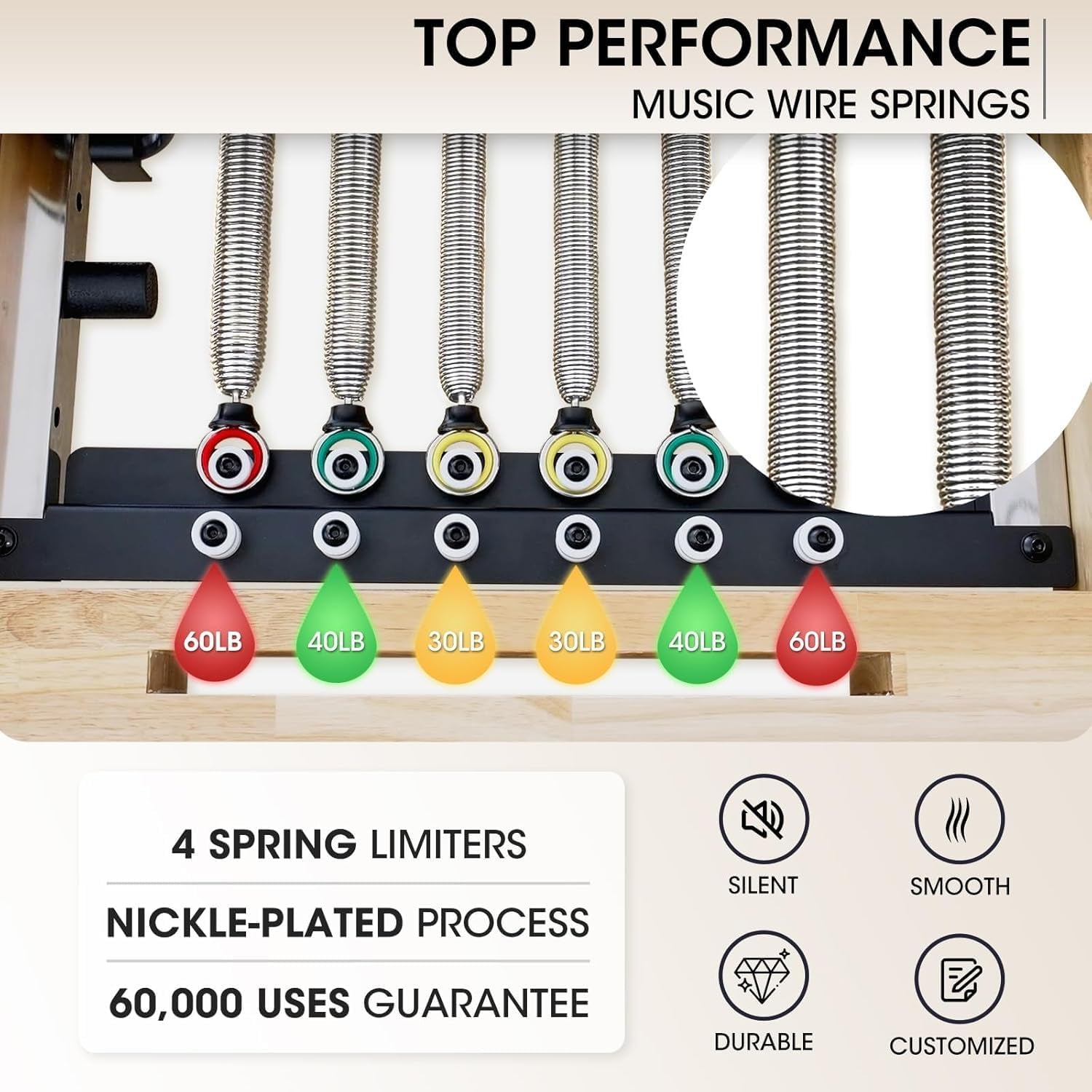 Pilates Reformer, 92" Wooden Pilates Reformer Machine