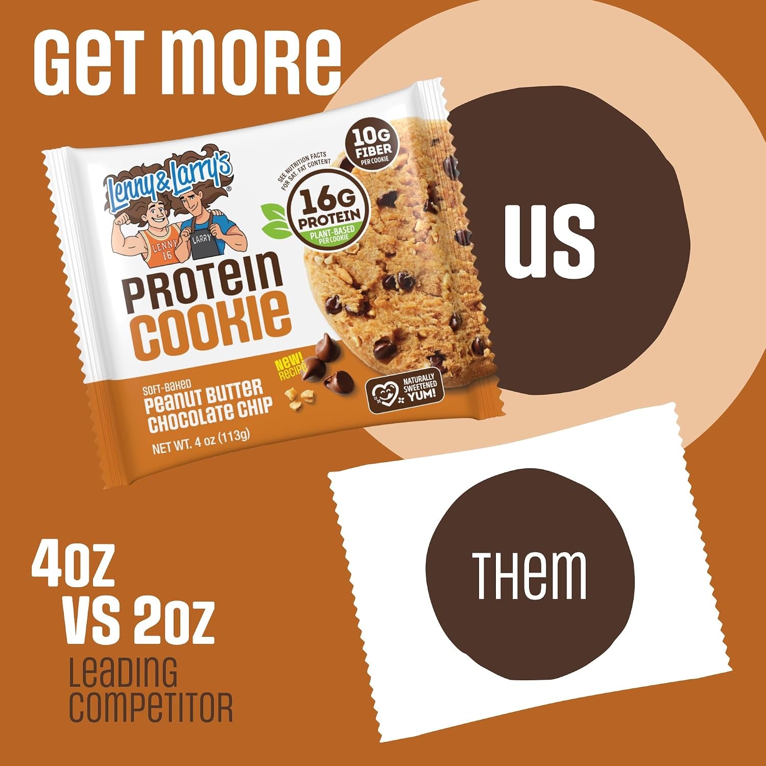 Lenny & Larry's Protein Cookie, Peanut Butter Chocolate Chip – Pack of 12