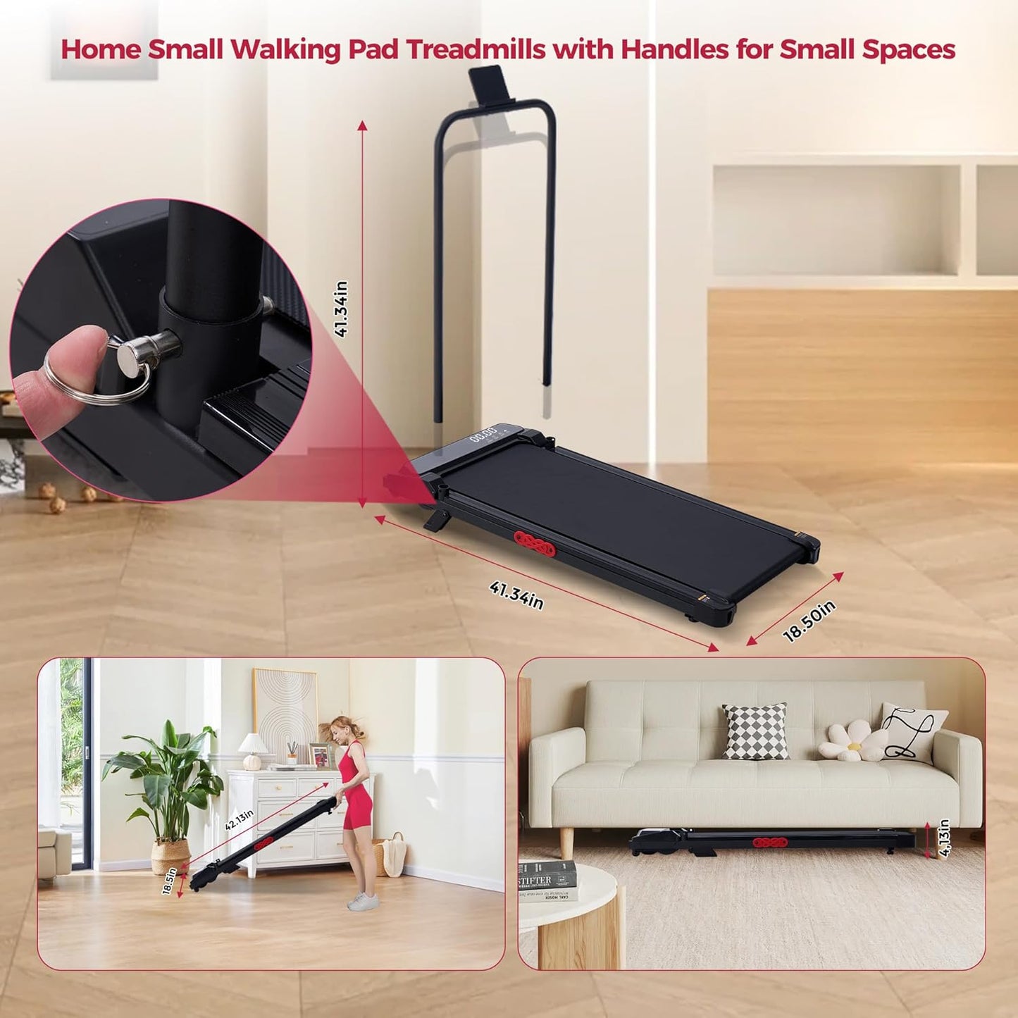 Potupus Walking Pad with Handlebar and Incline