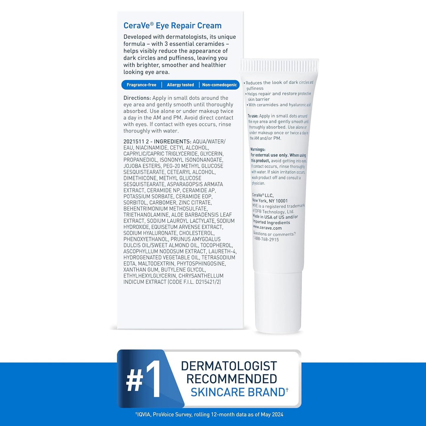 Cerave Eye Repair Cream, under Eye Cream for Puffiness and Bags under Eyes
