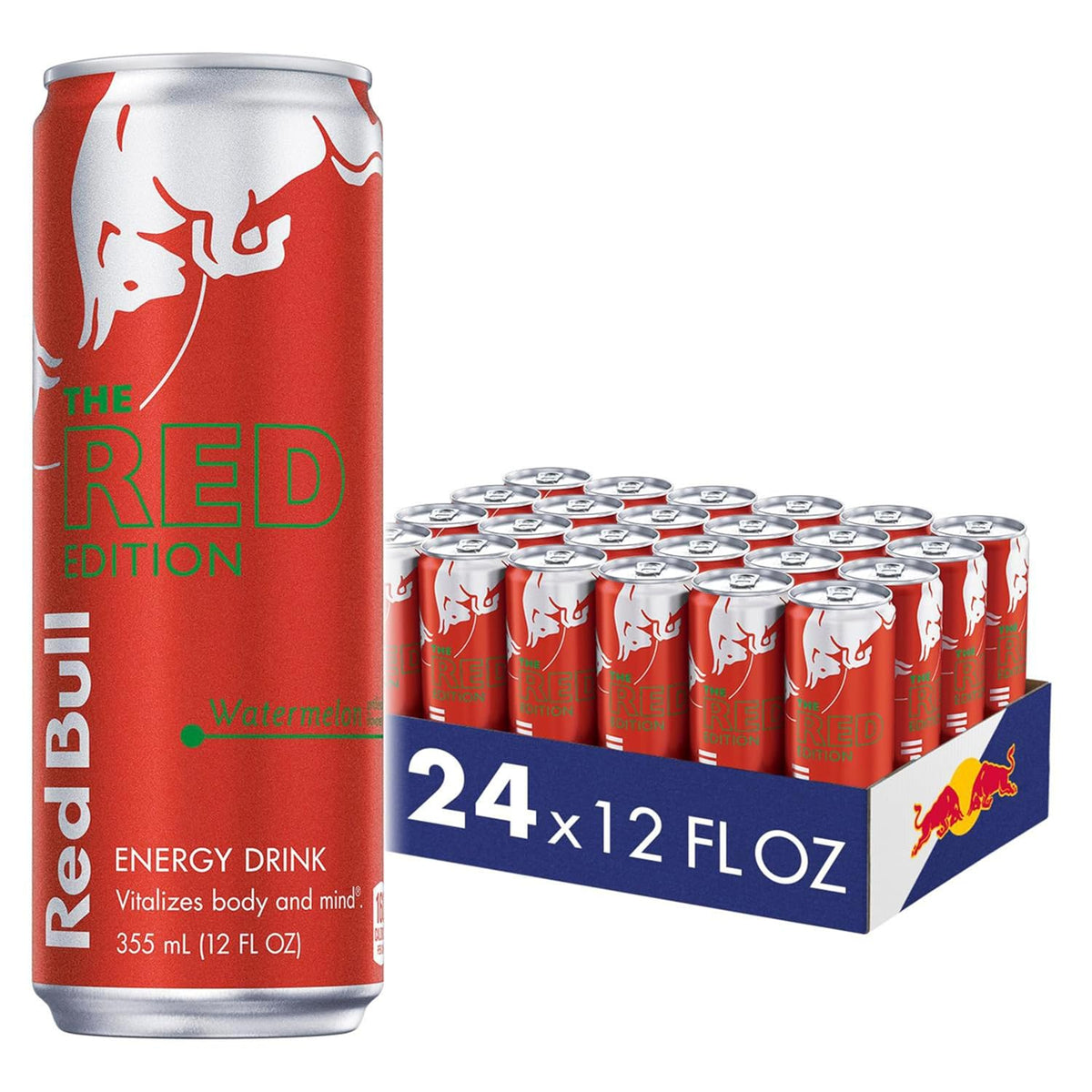 Red Bull Red Edition Energy Drink, Watermelon, 12 Fl oz, Pack of 24 Cans